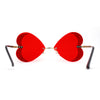 Womens Rimless Sparkling Rhinestone Heart Shape Butterfly Sunglasses