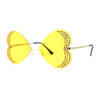 Womens Rimless Sparkling Rhinestone Heart Shape Butterfly Sunglasses