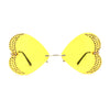 Womens Rimless Sparkling Rhinestone Heart Shape Butterfly Sunglasses