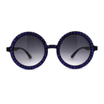 Womens Full Rhinestone Wizard Round Circle Lens Plastic Sunglasses