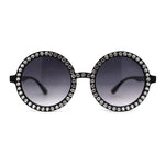 Womens Full Rhinestone Wizard Round Circle Lens Plastic Sunglasses