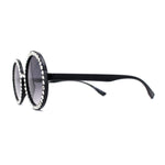 Womens Full Rhinestone Wizard Round Circle Lens Plastic Sunglasses