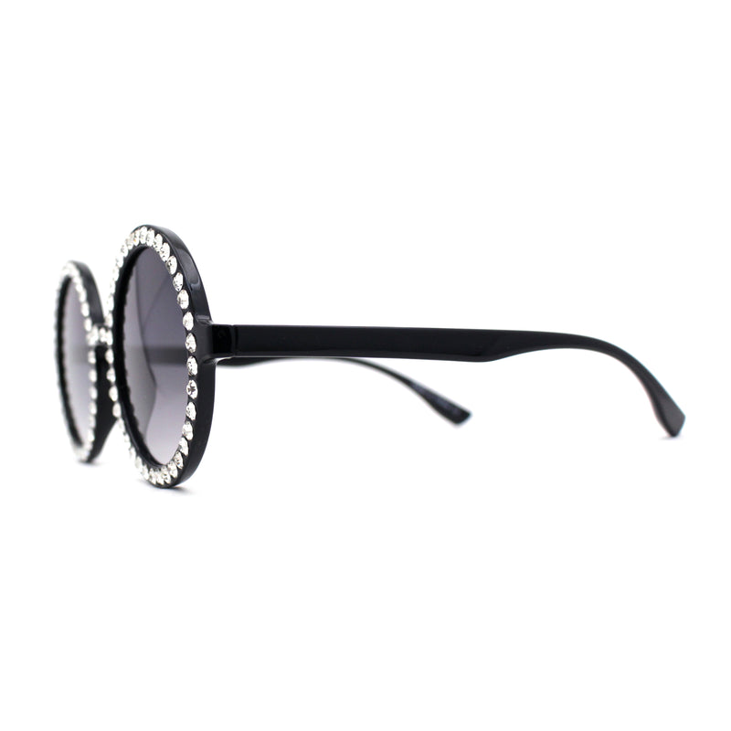 Womens Full Rhinestone Wizard Round Circle Lens Plastic Sunglasses