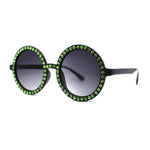 Womens Full Rhinestone Wizard Round Circle Lens Plastic Sunglasses