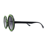 Womens Full Rhinestone Wizard Round Circle Lens Plastic Sunglasses