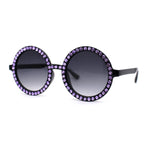 Womens Full Rhinestone Wizard Round Circle Lens Plastic Sunglasses