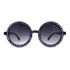 Womens Full Rhinestone Wizard Round Circle Lens Plastic Sunglasses