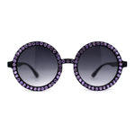 Womens Full Rhinestone Wizard Round Circle Lens Plastic Sunglasses