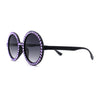 Womens Full Rhinestone Wizard Round Circle Lens Plastic Sunglasses