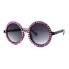 Womens Full Rhinestone Wizard Round Circle Lens Plastic Sunglasses