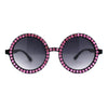Womens Full Rhinestone Wizard Round Circle Lens Plastic Sunglasses