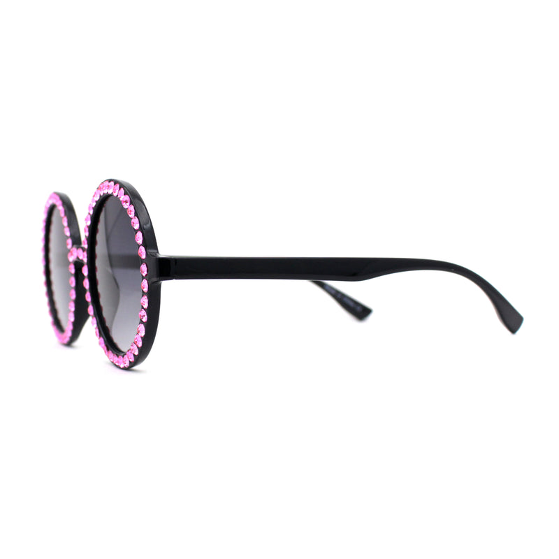 Womens Full Rhinestone Wizard Round Circle Lens Plastic Sunglasses