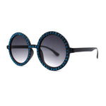 Womens Full Rhinestone Wizard Round Circle Lens Plastic Sunglasses