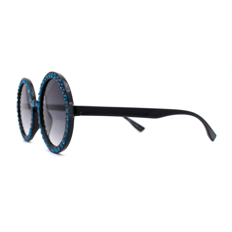 Womens Full Rhinestone Wizard Round Circle Lens Plastic Sunglasses