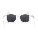 Kids Child Size Cat Eye Glitter Horn Rim Whiskers Plastic Sunglasses