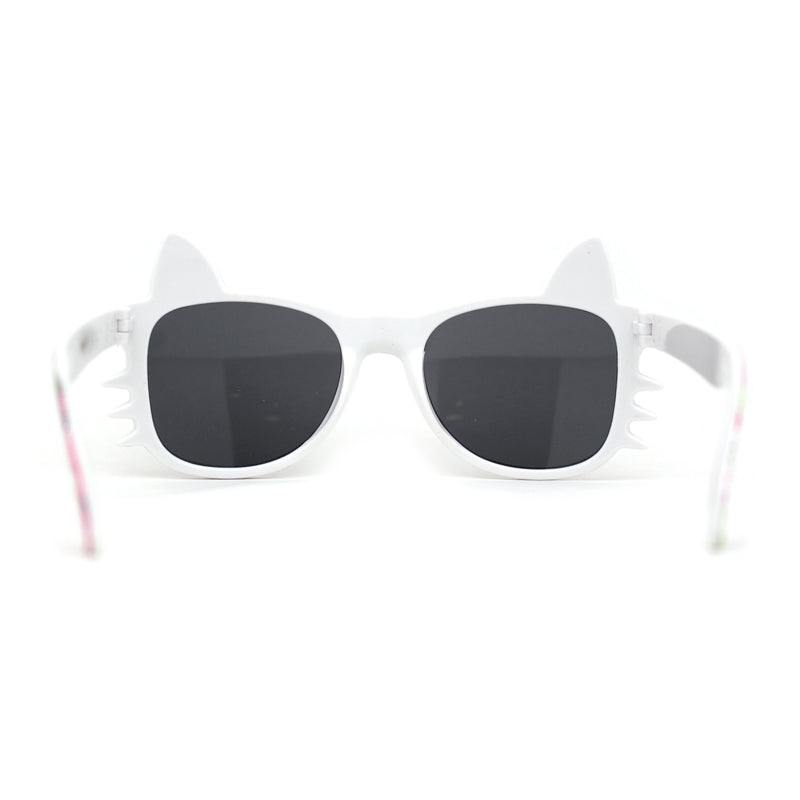 Kids Child Size Cat Eye Glitter Horn Rim Whiskers Plastic Sunglasses