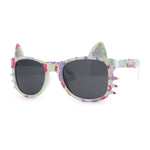 Kids Child Size Cat Eye Glitter Horn Rim Whiskers Plastic Sunglasses