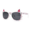 Kids Child Size Cat Eye Glitter Horn Rim Whiskers Plastic Sunglasses