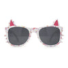 Kids Child Size Cat Eye Glitter Horn Rim Whiskers Plastic Sunglasses