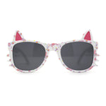 Kids Child Size Cat Eye Glitter Horn Rim Whiskers Plastic Sunglasses