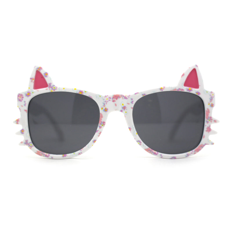 Kids Child Size Cat Eye Glitter Horn Rim Whiskers Plastic Sunglasses