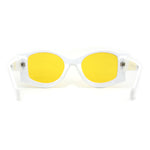 Trendy Concave Mod White Rounded Rectangle Chic Sunglasses