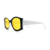 Trendy Concave Mod White Rounded Rectangle Chic Sunglasses