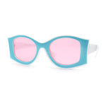 Trendy Concave Mod White Rounded Rectangle Chic Sunglasses