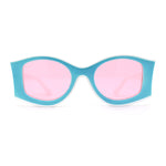 Trendy Concave Mod White Rounded Rectangle Chic Sunglasses