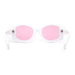 Trendy Concave Mod White Rounded Rectangle Chic Sunglasses