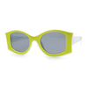 Trendy Concave Mod White Rounded Rectangle Chic Sunglasses