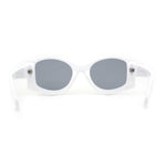 Trendy Concave Mod White Rounded Rectangle Chic Sunglasses