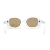 Trendy Concave Mod White Rounded Rectangle Chic Sunglasses