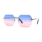 Luxury Bling Rhinestone Trim Pimp Rimless Sunglasses