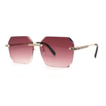 Luxury Bling Rhinestone Trim Pimp Rimless Sunglasses