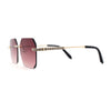 Luxury Bling Rhinestone Trim Pimp Rimless Sunglasses