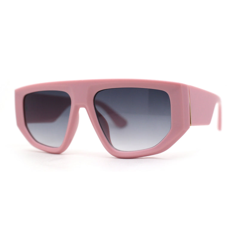 Womens Minimal Flat Top Thick Plastic Racer Sunglasses