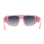 Womens Minimal Flat Top Thick Plastic Racer Sunglasses