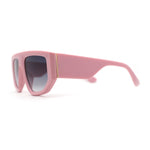 Womens Minimal Flat Top Thick Plastic Racer Sunglasses