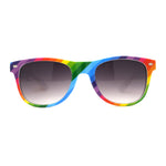 Rainbow Print Hipster Classic Horn Rim Sunglasses White Smoke