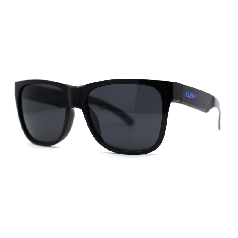 Kush Mens Classic Sport Horn Rim Plastic All Black Sunglasses