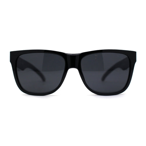 Kush Mens Classic Sport Horn Rim Plastic All Black Sunglasses