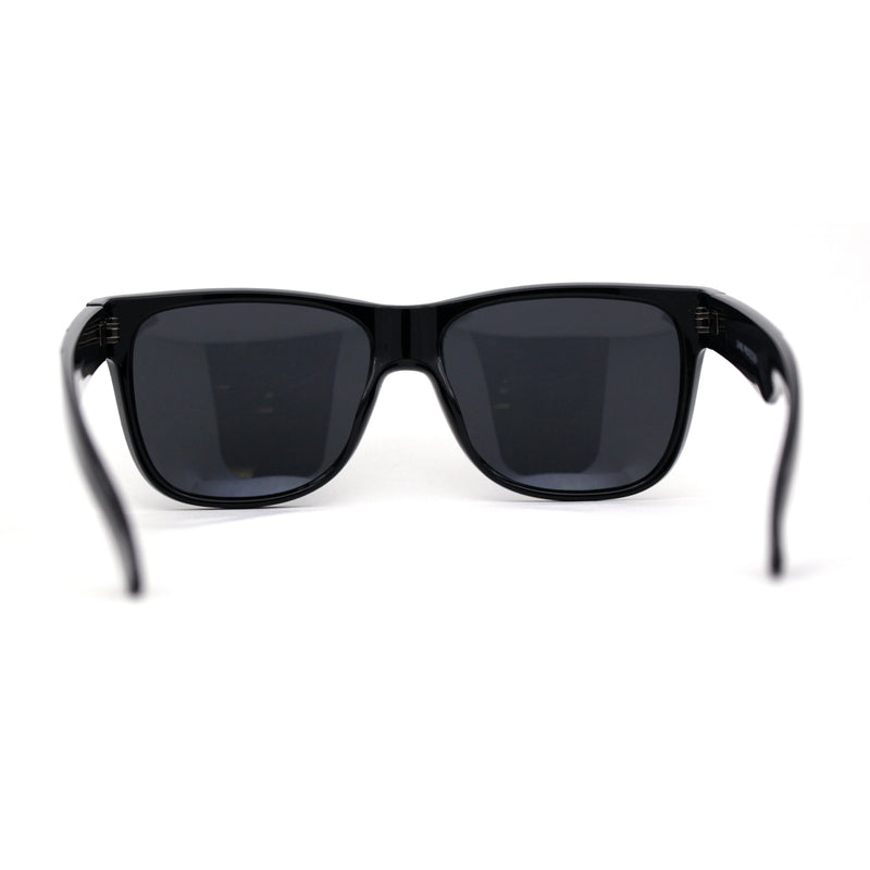 Kush Mens Classic Sport Horn Rim Plastic All Black Sunglasses