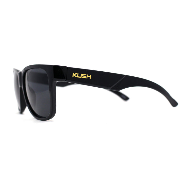 Kush Mens Classic Sport Horn Rim Plastic All Black Sunglasses