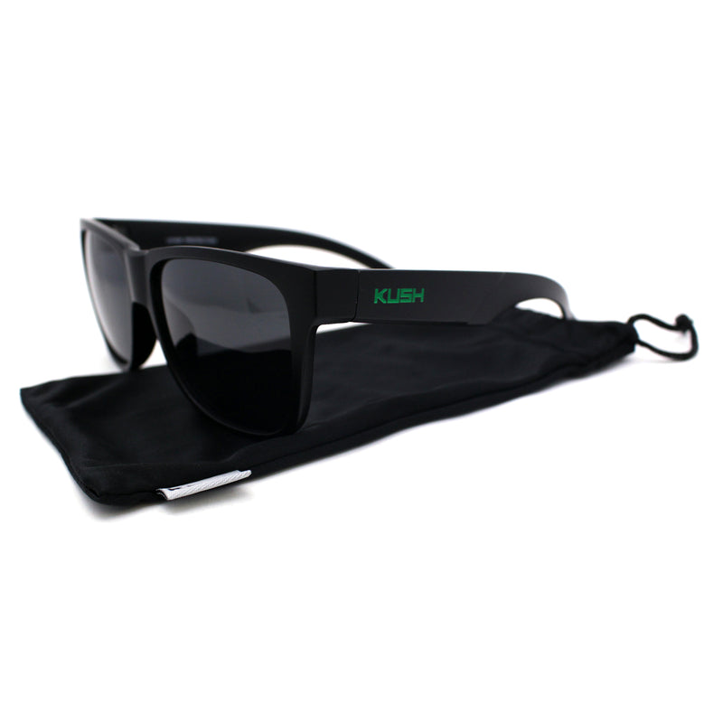 Kush Mens Classic Sport Horn Rim Plastic All Black Sunglasses