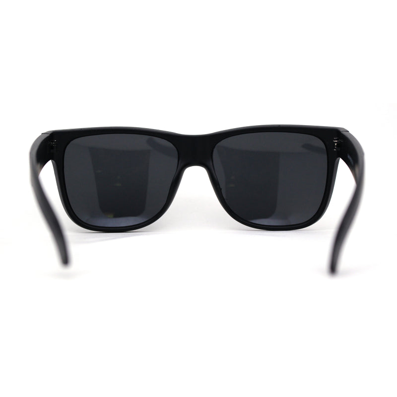 Kush Mens Classic Sport Horn Rim Plastic All Black Sunglasses