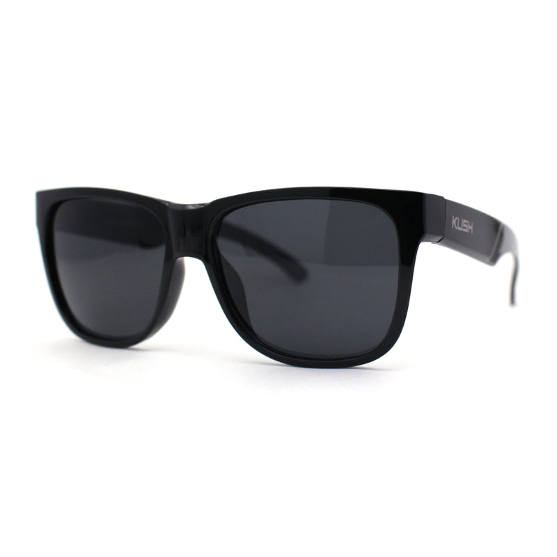 Kush Mens Classic Sport Horn Rim Plastic All Black Sunglasses