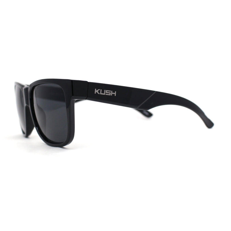 Kush Mens Classic Sport Horn Rim Plastic All Black Sunglasses