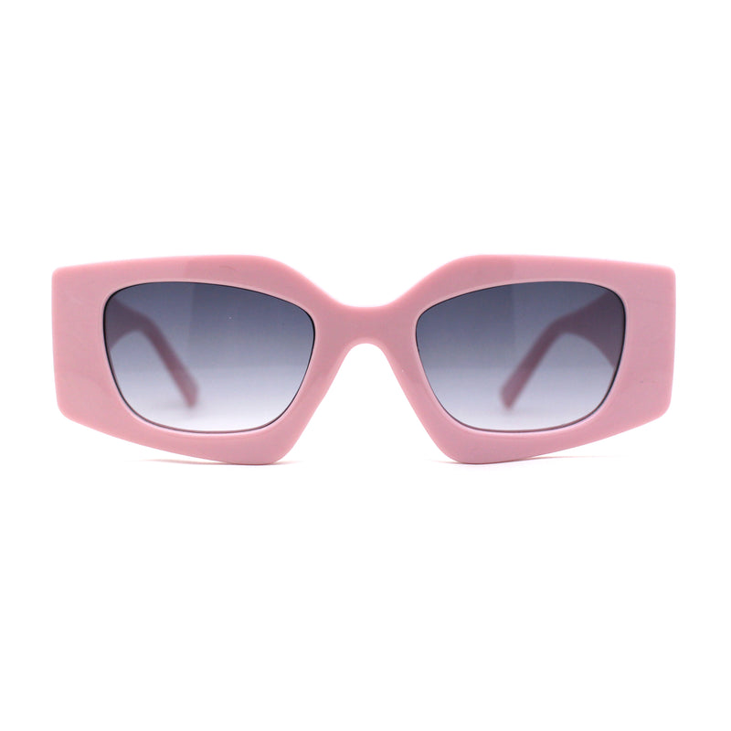 Womens Mod Geometric Thick Plastic Rectangla Sunglasses