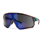 Mens Wrap Color Mirror Oversize Shield Sport Plastic Sunglasses